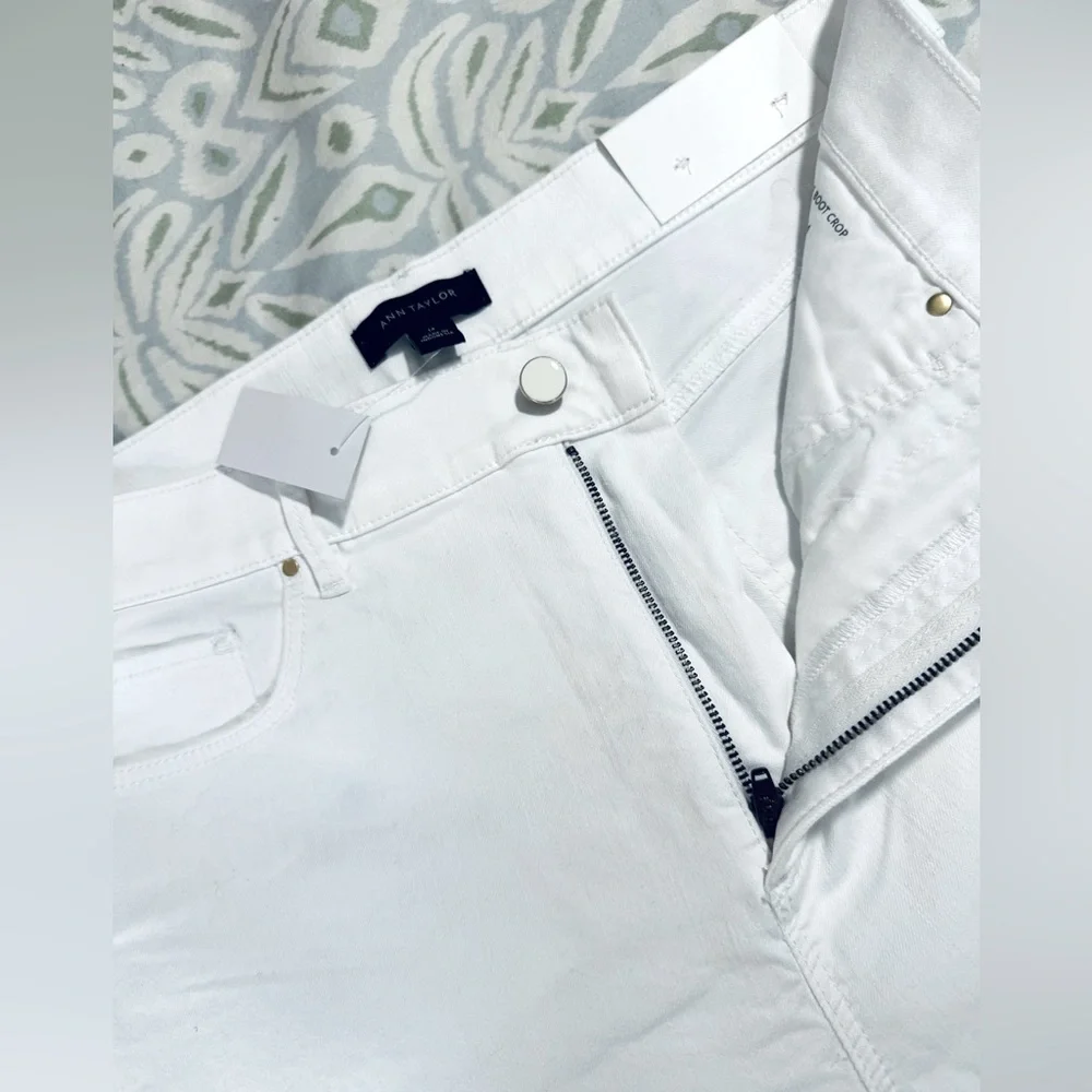 Ann Taylor White Boot Crop High Rise Denim Size 14 - Picture 4 of 7